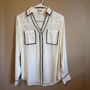 Express Ivory Blouse with Dark Accents